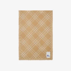 Wide Check Wool Silk Scarf