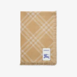 Wide Check Wool Silk Scarf