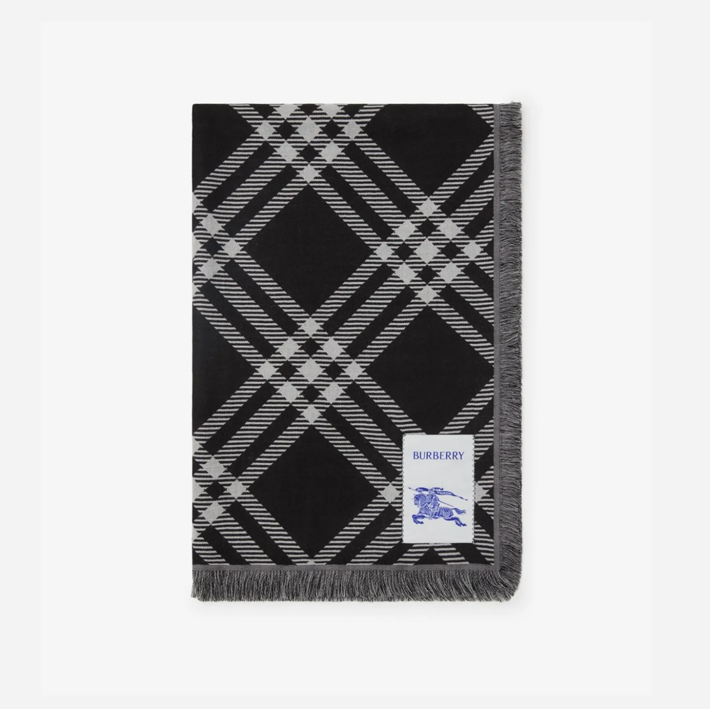 Wide Check Wool Silk Scarf