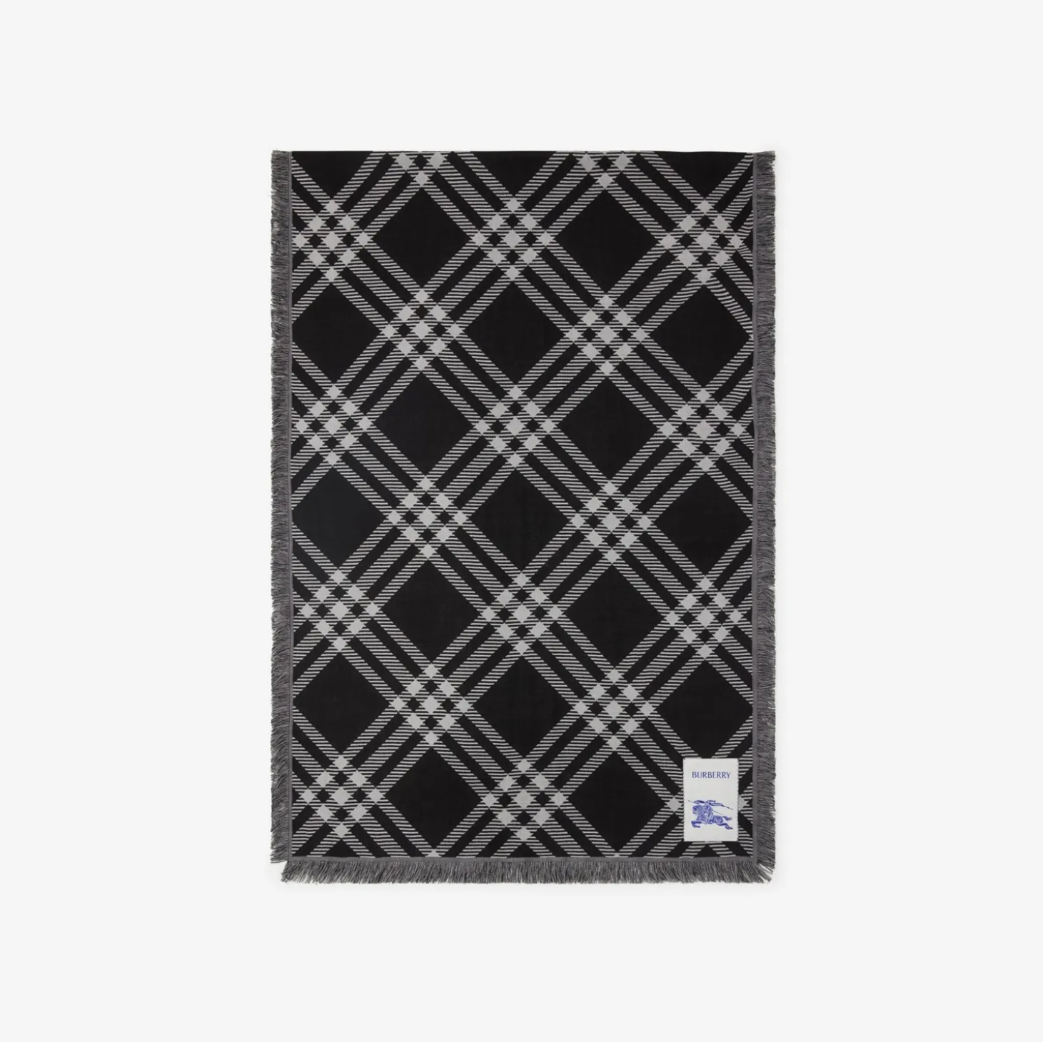 Wide Check Wool Silk Scarf