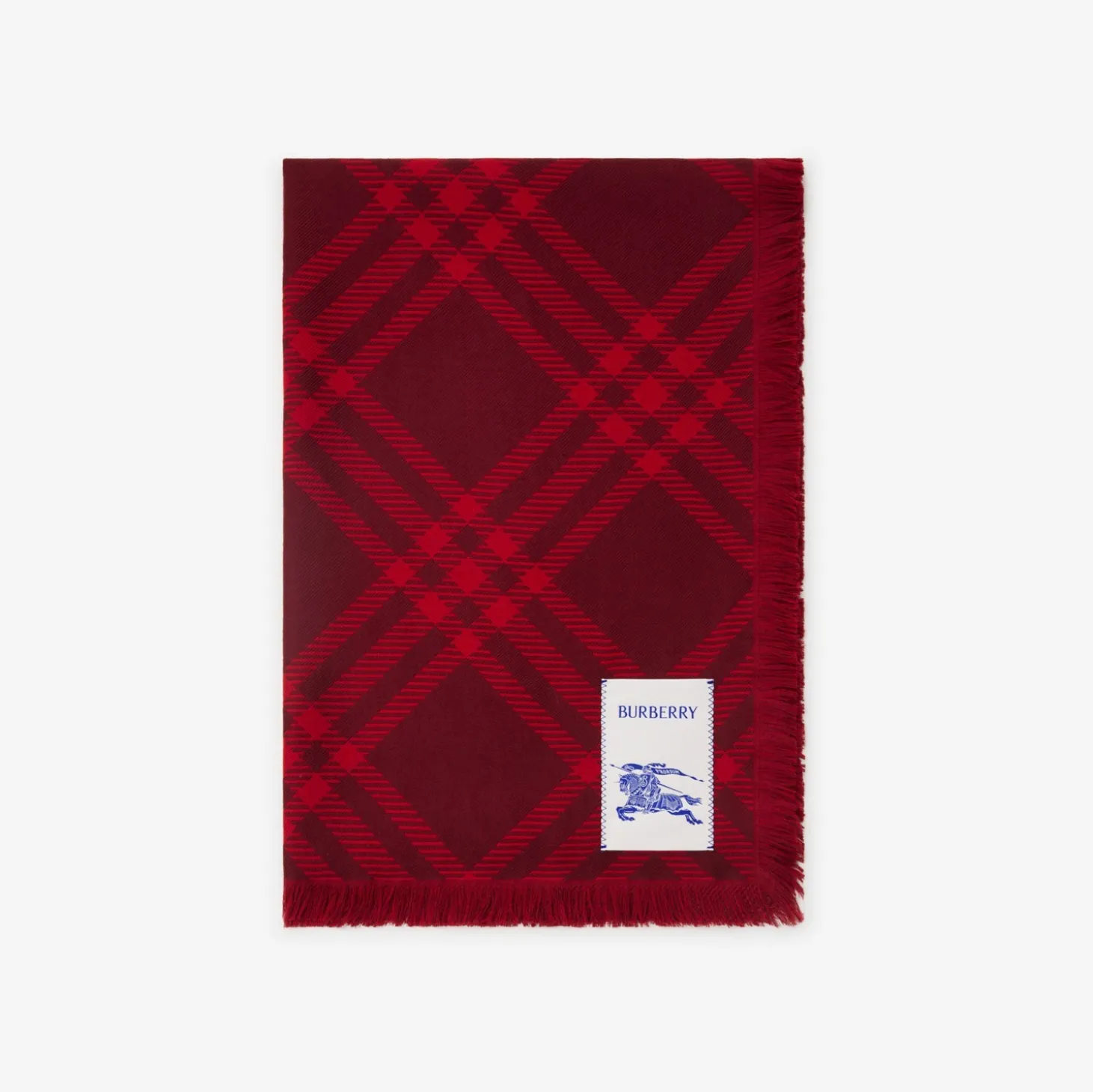 Wide Check Wool Silk Scarf