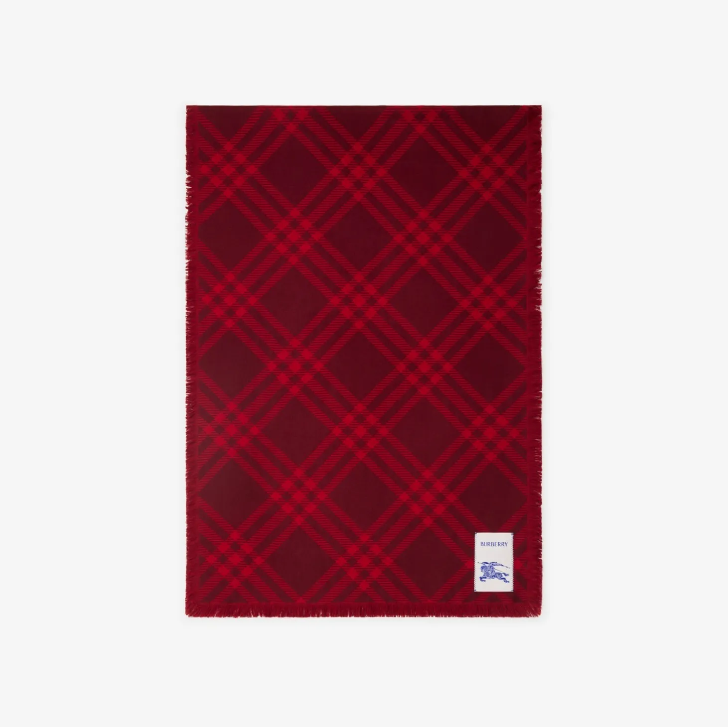 Wide Check Wool Silk Scarf
