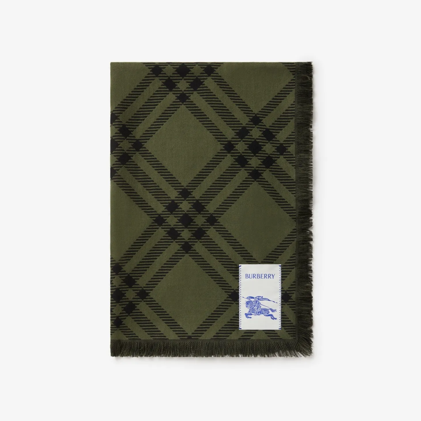 Wide Check Wool Silk Scarf