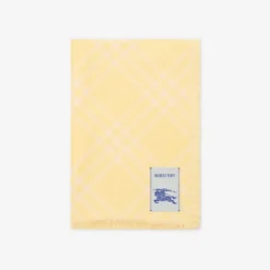 Wide Check Wool Silk Scarf