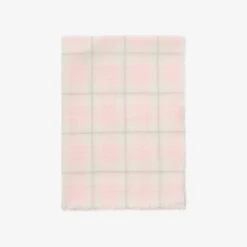 Wide Embellished Check Wool Silk Blend Scarf