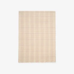 Wide Embellished Check Wool Silk Blend Scarf