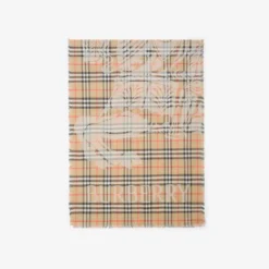 Wide Knight Check Wool Silk Scarf
