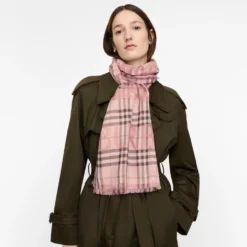 Wide Knight Check Wool Silk Scarf