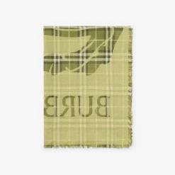 Wide Knight Check Wool Silk Scarf