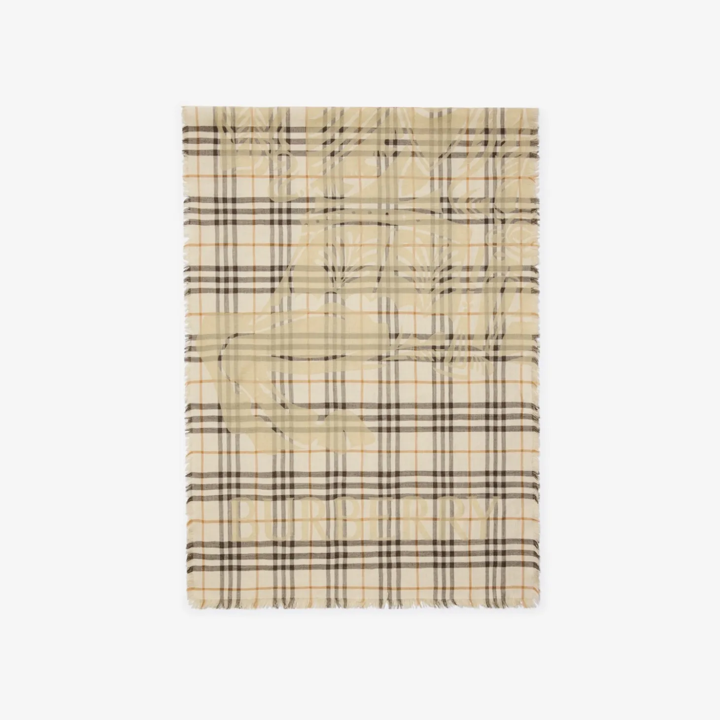Wide Knight Check Wool Silk Scarf