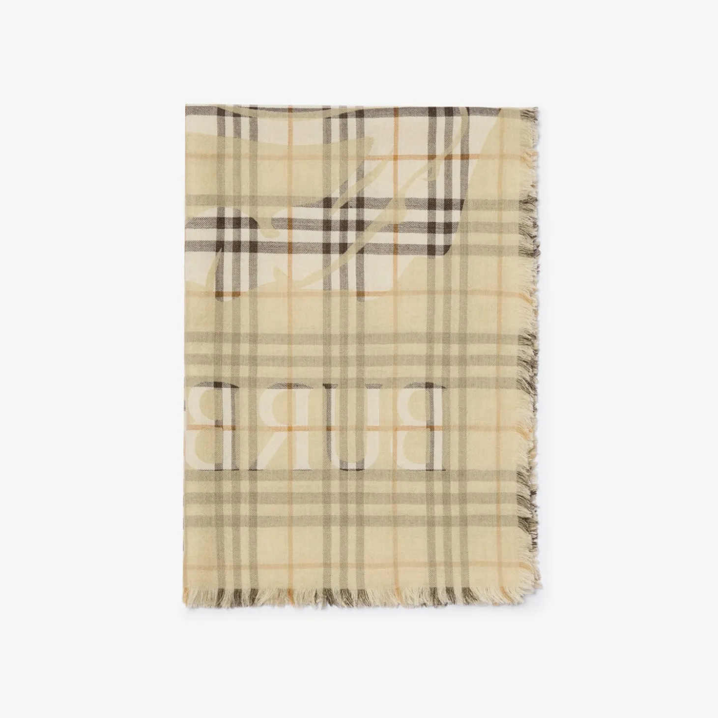 Wide Knight Check Wool Silk Scarf