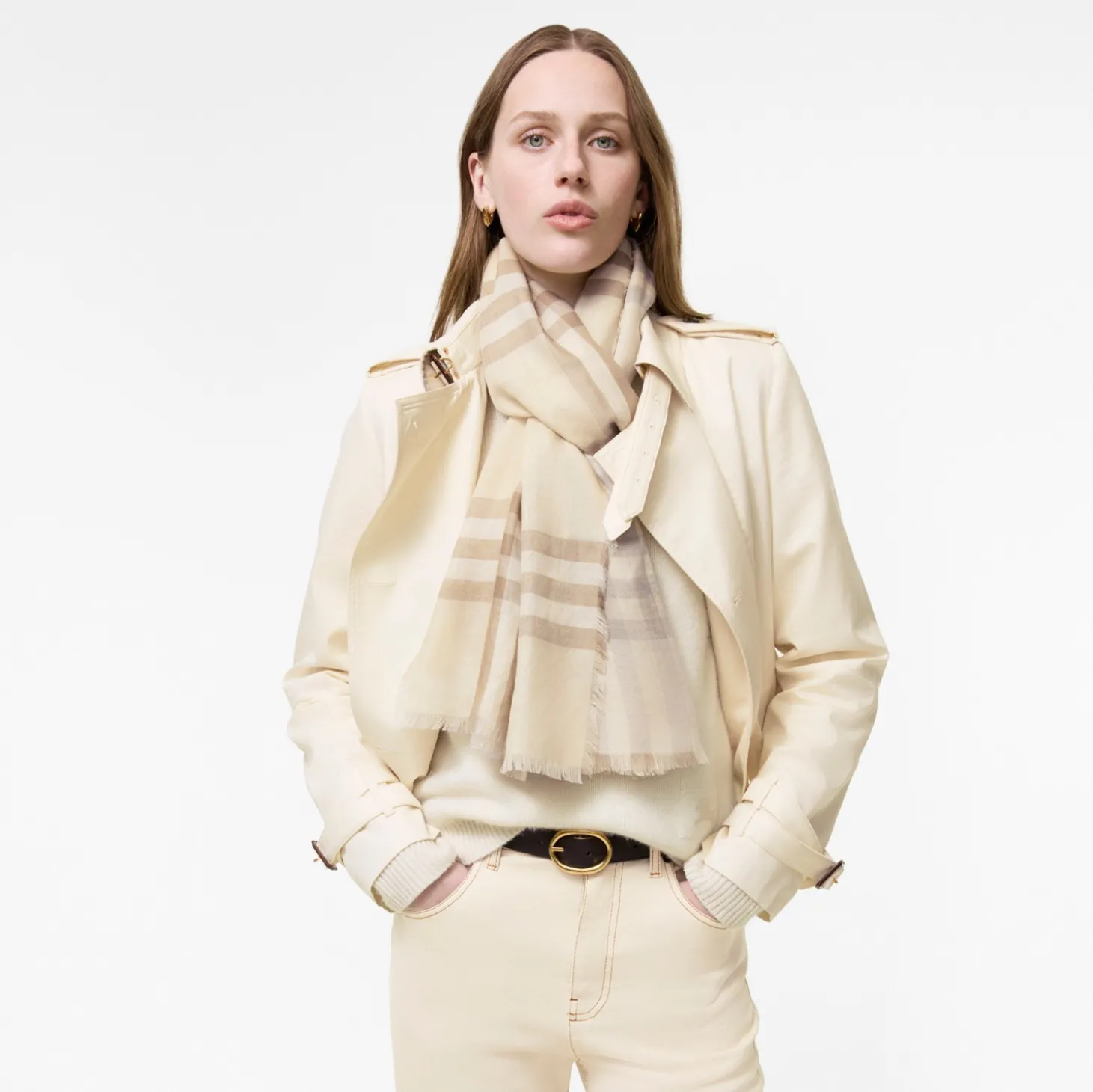 Wide Reversible Check Wool Silk Scarf