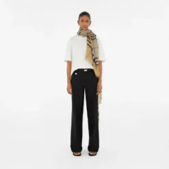 Wide Reversible Check Wool Silk Scarf