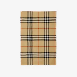 Wide Reversible Check Wool Silk Scarf