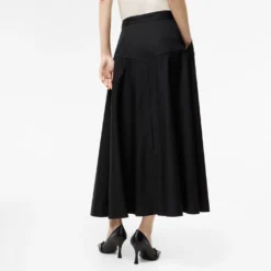 Wool Twill Midi Skirt
